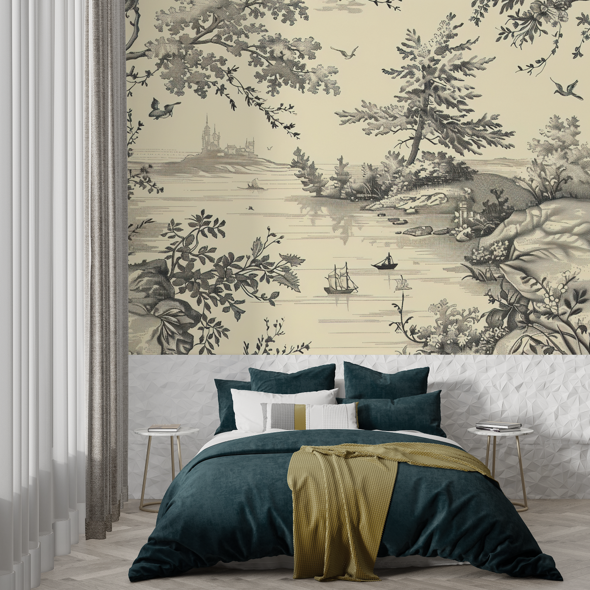 Vintage Mural Wallpaper | Classic Toile de Jouy Landscape