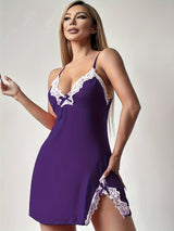 Lace Trim Bodycon Dress  Elegant V-Neck Design With Side Slit - Product detail 10