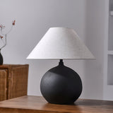 Ceramic Table Lamp  Matte Black Base with Linen Shade - Product detail 12