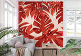 Monstera Mural Wallpaper | Terracotta Tropical Leaves
