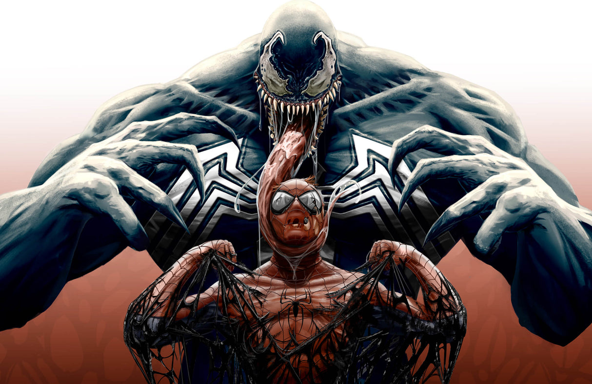 Superhero Mural Wallpaper | Venom and Spider-Man Battle Scene