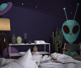 Space Mural Wallpaper | Friendly Alien and UFO Design