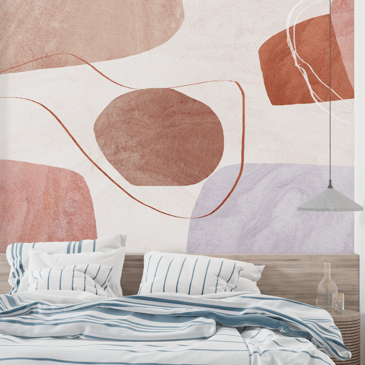 Abstract Mural Wallpaper | Terracotta and Beige Geometric Shapes