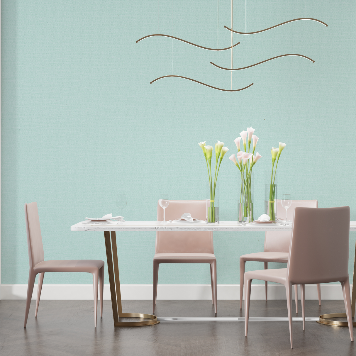 Pastel Mural Wallpaper | Serene Mint Green Design