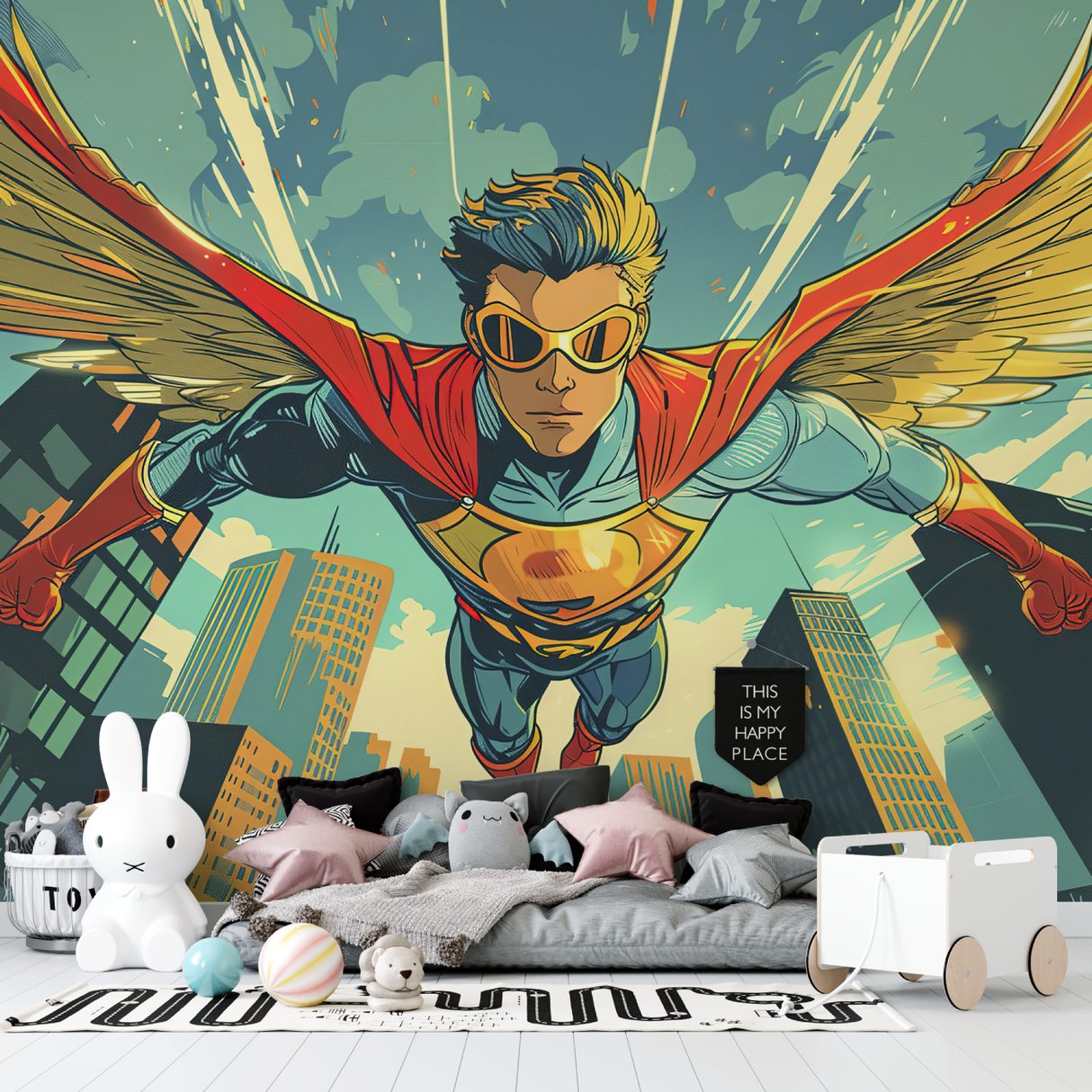 Superhero Mural Wallpaper | Dynamic Comic Book Style