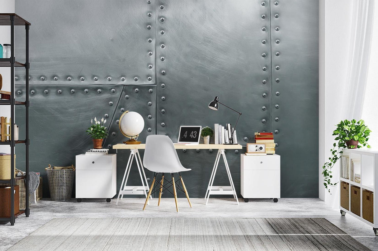 Industrial Mural Wallpaper | Riveted Steel Plate Design