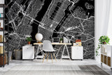 City Map Mural Wallpaper | Modern Black and White Urban Design