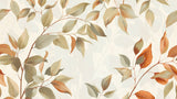 Foliage Mural Wallpaper | Elegant Beige and Terracotta Leaves