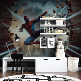 Superhero Mural Wallpaper | Dynamic 3D Spider Action Scene