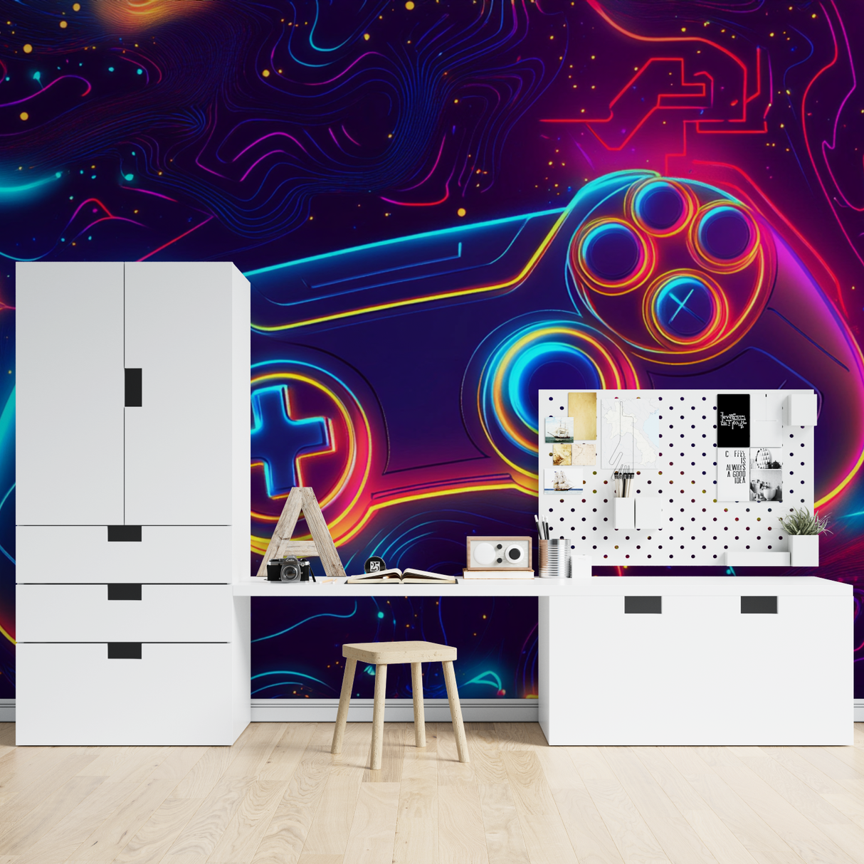 Gaming Mural Wallpaper | Neon Cyber Controller Design
