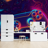 Gaming Mural Wallpaper | Neon Cyber Controller Design