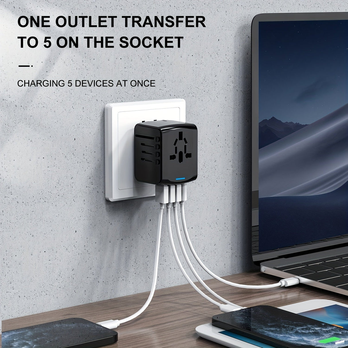 Universal Travel Adapter  4 USB Ports With Type-C Global Charging - Product detail 6