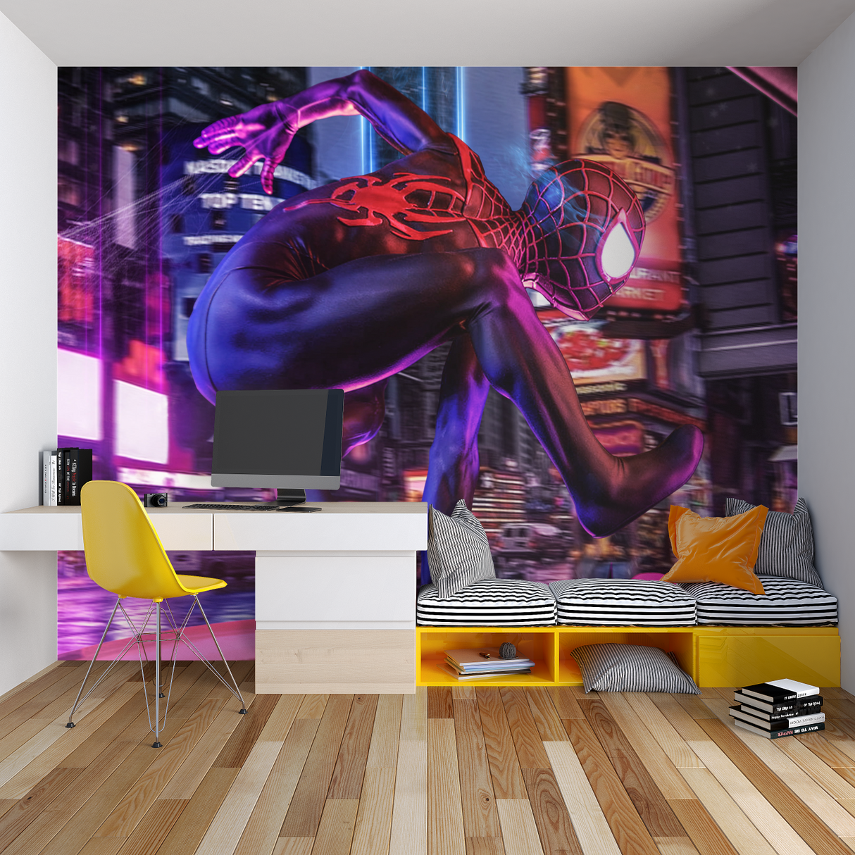 Superhero Mural Wallpaper | Spider-Man Night City Scene
