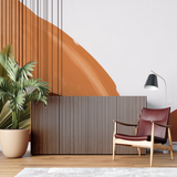 Abstract Mural Wallpaper | Modern Terracotta Curves with Lines