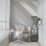 Geometric Mural Wallpaper | Modern Diagonal Stripes in Grey