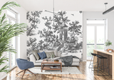 Vintage Mural Wallpaper | Black and White Toile de Jouy Scene