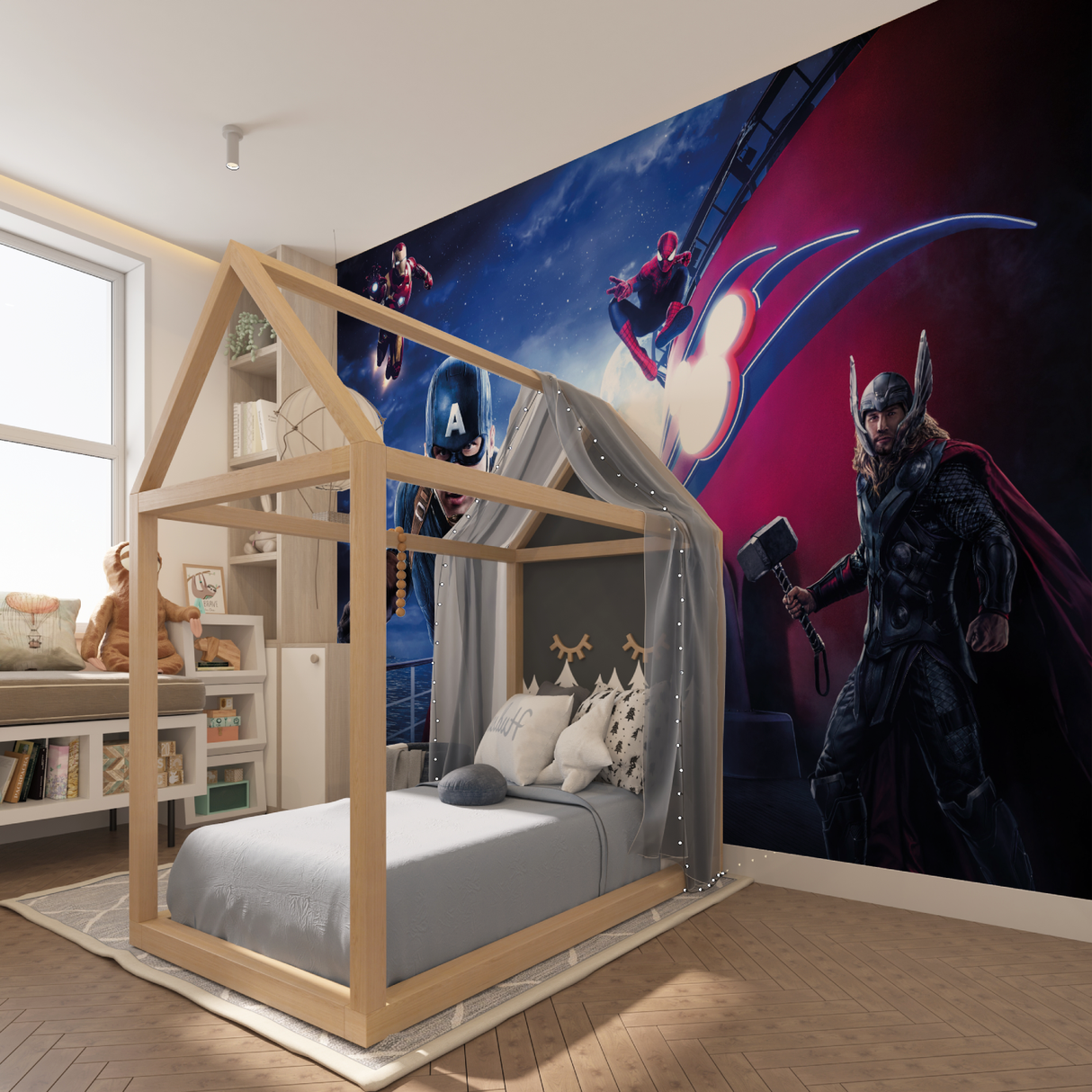 Superhero Mural Wallpaper | Marvel Avengers Night Scene