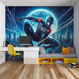 Superhero Mural Wallpaper | Spider Web Night Scene