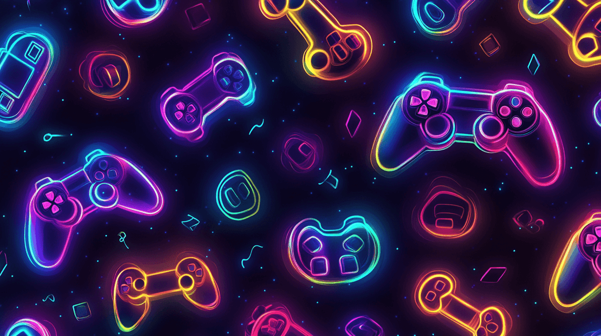 Gaming Mural Wallpaper | Neon Controllers Design