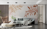 Floral Mural Wallpaper | Watercolor Terracotta Leaves