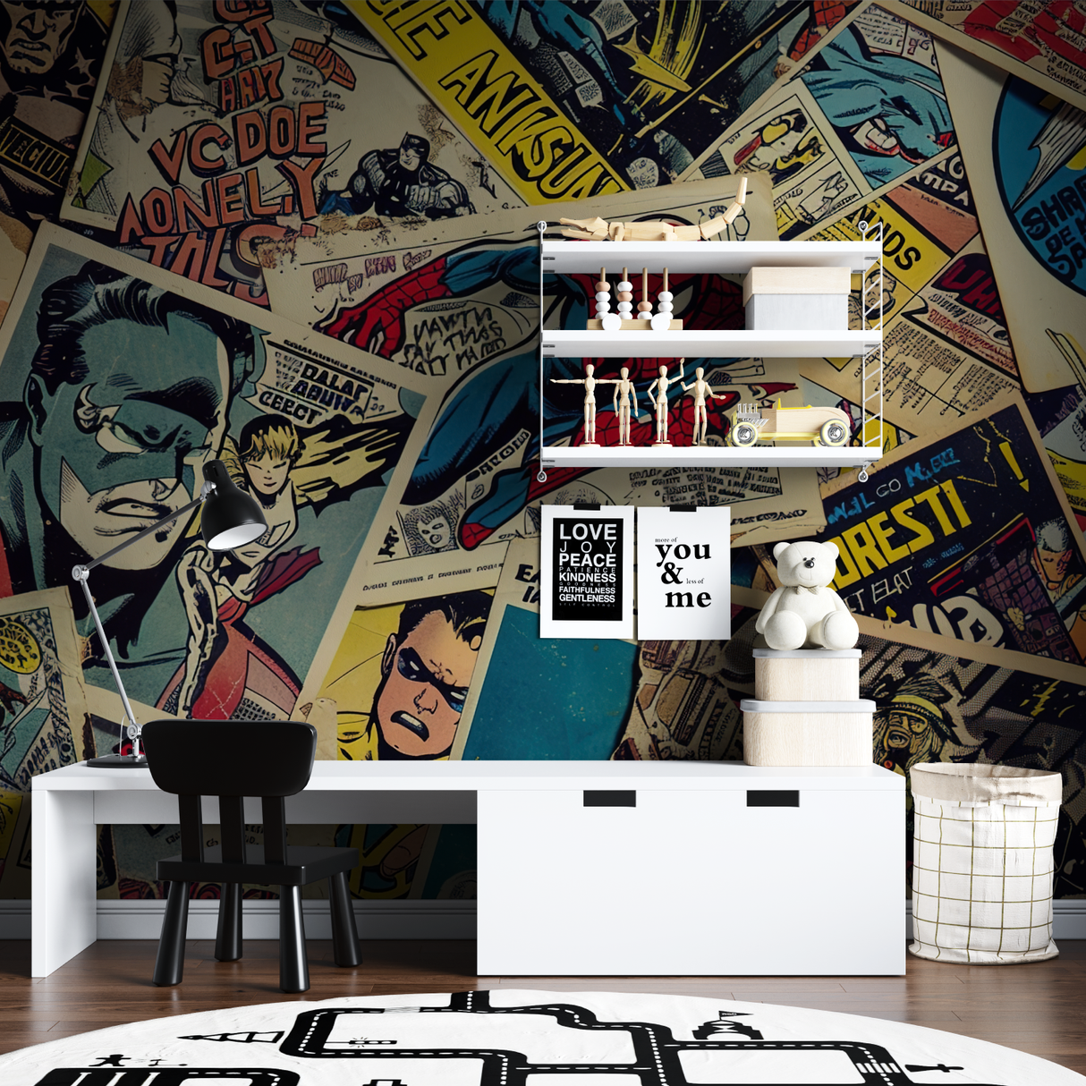 Comic Book Mural Wallpaper | Retro Superhero Collection