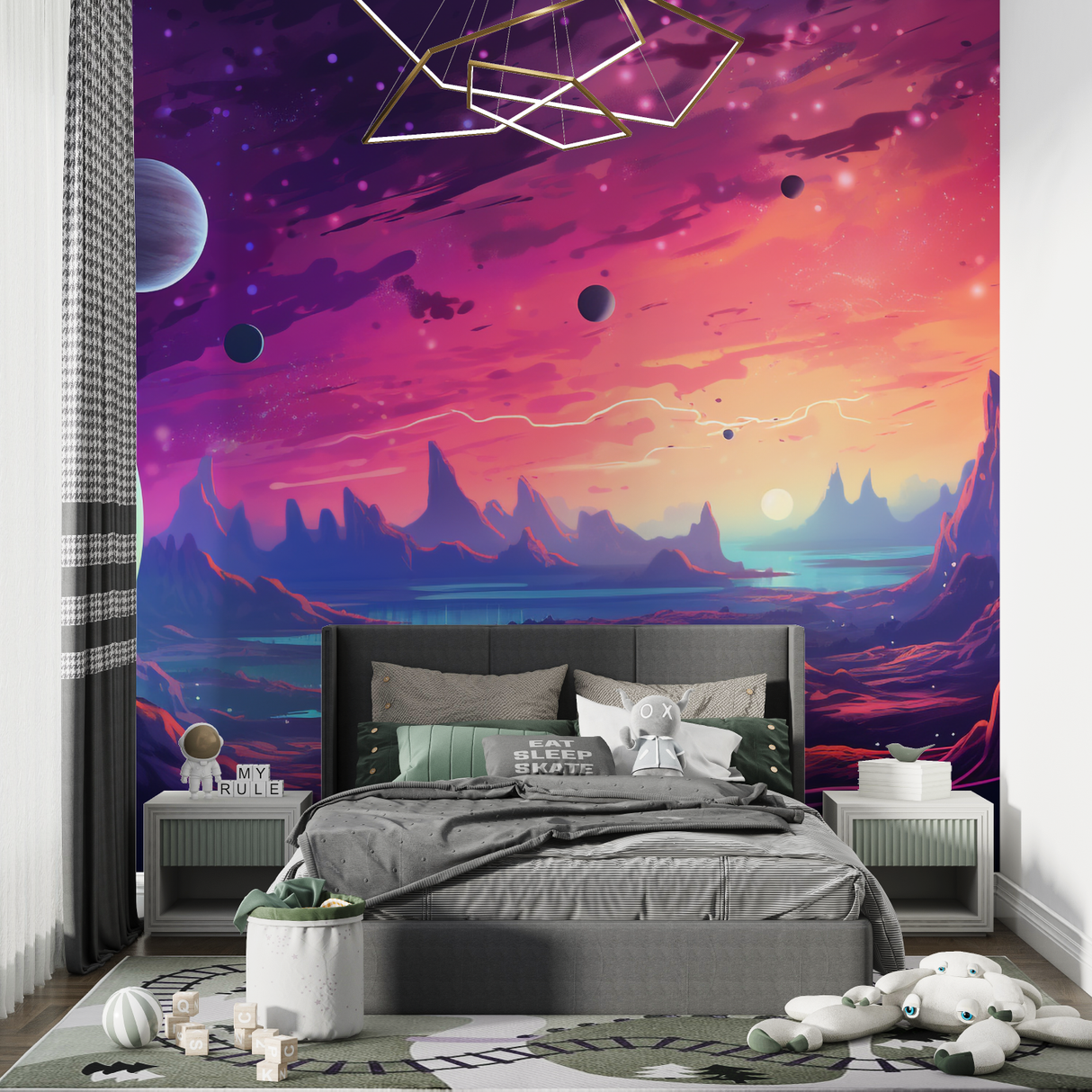 Space Mural Wallpaper | Cosmic Purple Galaxy Scene