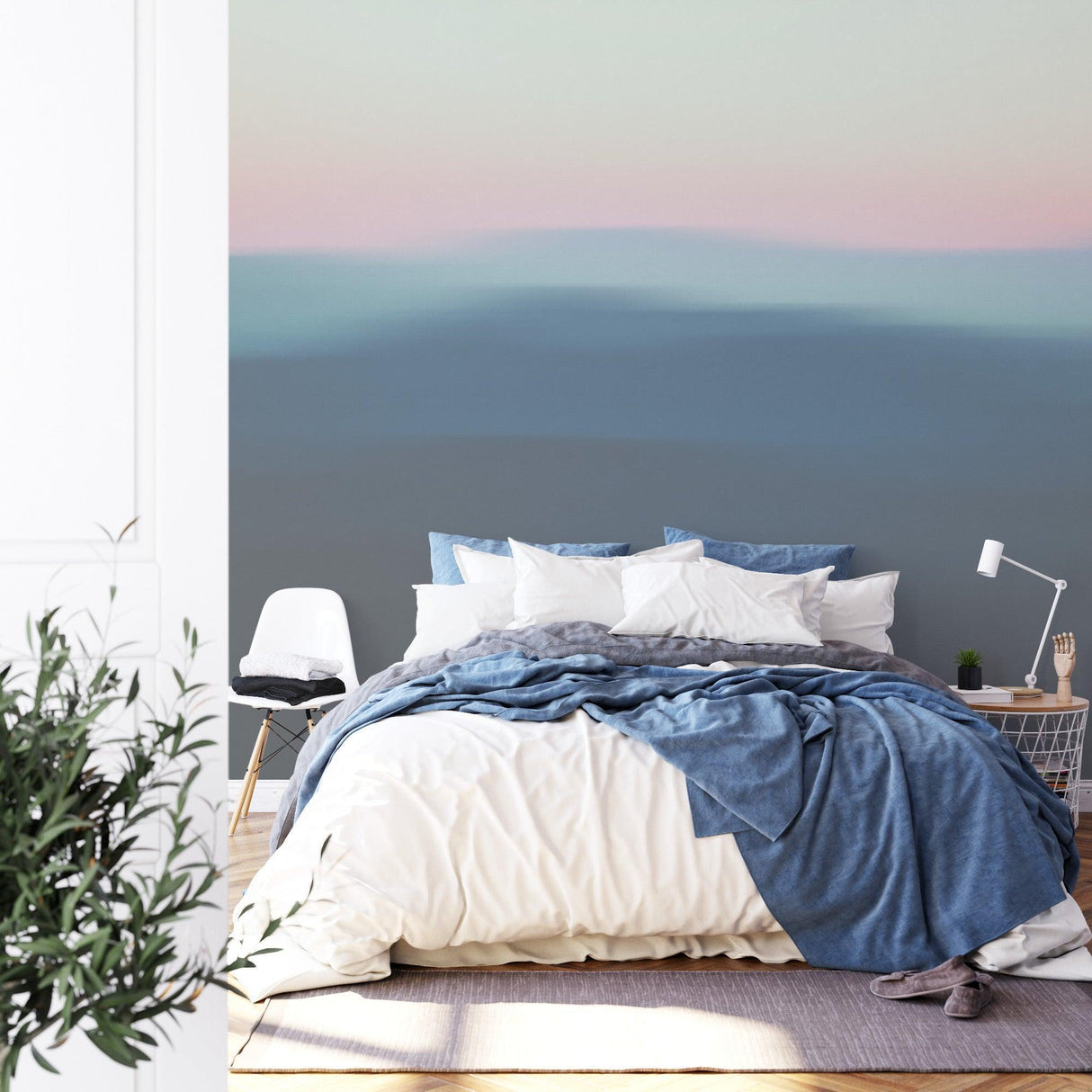 Abstract Mural Wallpaper | Sunset Gradient Hills Design