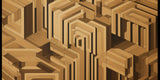 Geometric Mural Wallpaper | 3D Golden Labyrinth Design