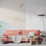 Mountain Mural Wallpaper | Nordic Watercolor with Gold Accents