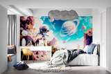 Galaxy Mural Wallpaper | Colorful Space Nebula with Planets