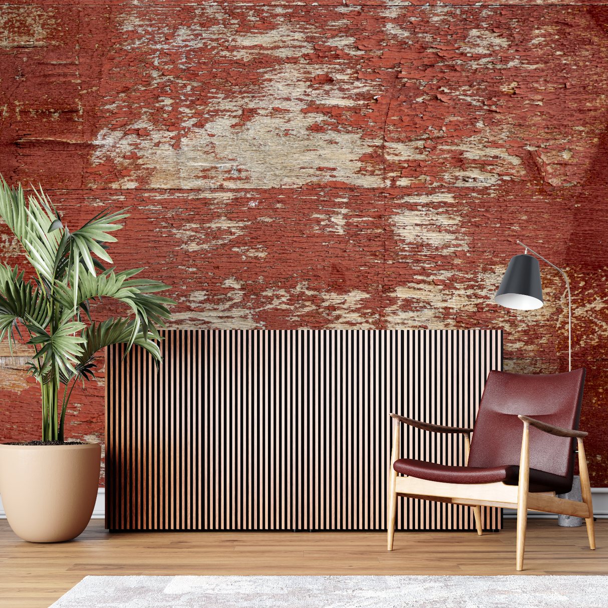 Vintage Brick Mural Wallpaper | Distressed Red Industrial Design