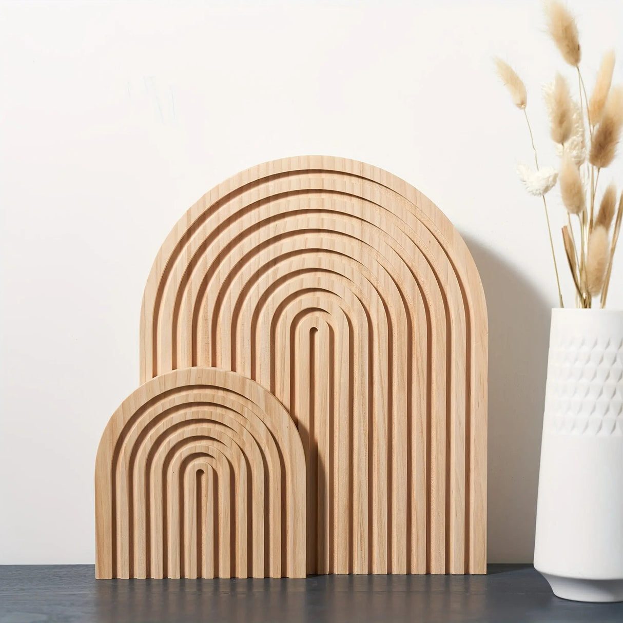 Modern Wood Wall Art  Geometric Rainbow Arch Pattern - Product detail 6