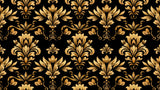 Black and gold damask wallpaper design file showing intricate baroque pattern detail