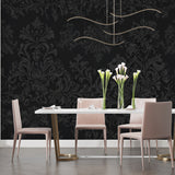 Baroque wall mural adding sophistication to formal living room