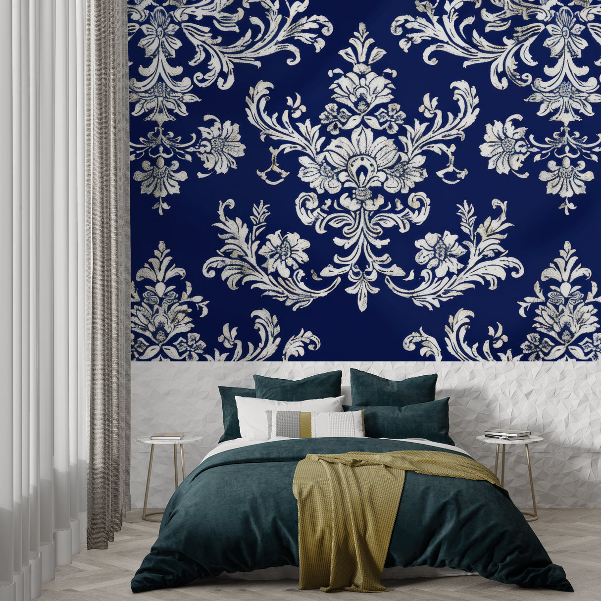 Baroque wallpaper pattern bringing luxury to an entrance hallway