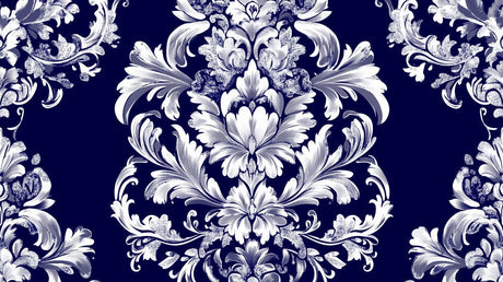 Classic blue and white damask pattern design file showing intricate floral details
