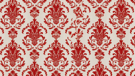 Red and white damask wallpaper design file showing intricate pattern detail
