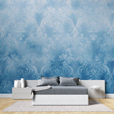 Classic damask wallpaper detail in hallway setting