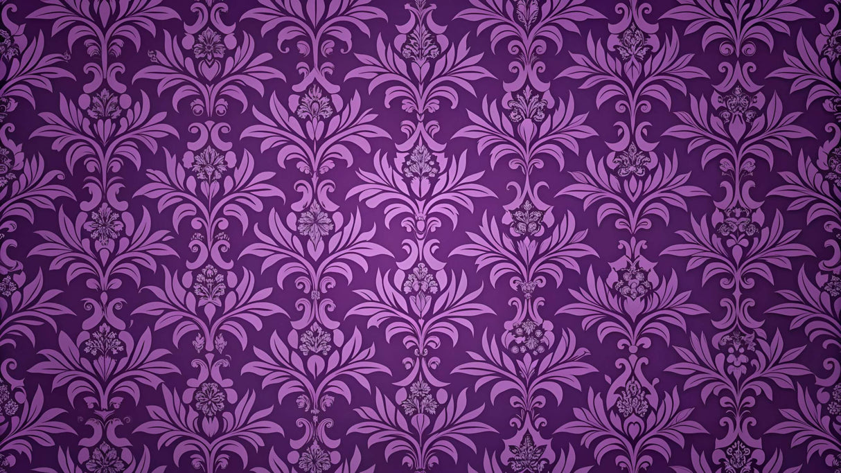 Design file showing detailed purple damask pattern with baroque motifs