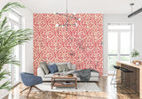 Classic damask wall mural brightening modern home office space
