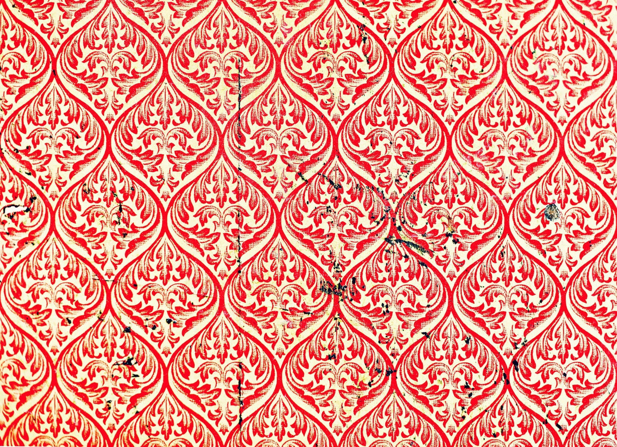 Red and cream damask pattern design file showing intricate medallion details