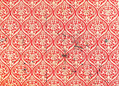Red and cream damask pattern design file showing intricate medallion details