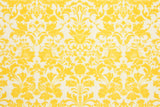 Design file showing detailed yellow and white damask pattern with intricate floral motifs