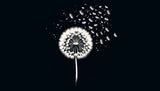 Dandelion Mural Wallpaper | Black and White Botanical Art