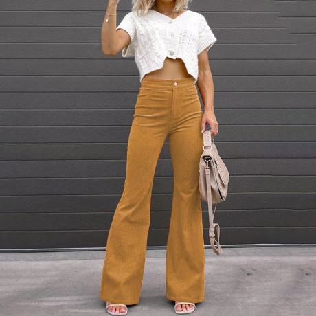 High Waisted Corduroy Pants  Organic Flared Design - Product detail 7