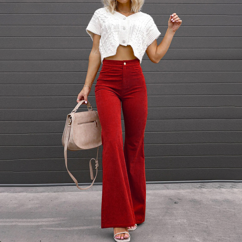 High Waisted Corduroy Pants  Organic Flared Design - Product detail 6