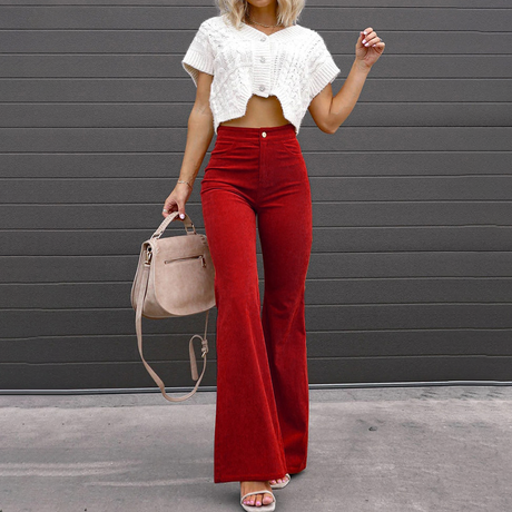 High Waisted Corduroy Pants  Organic Flared Design - Product detail 6
