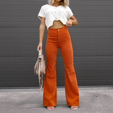 High Waisted Corduroy Pants  Organic Flared Design - Detailed view