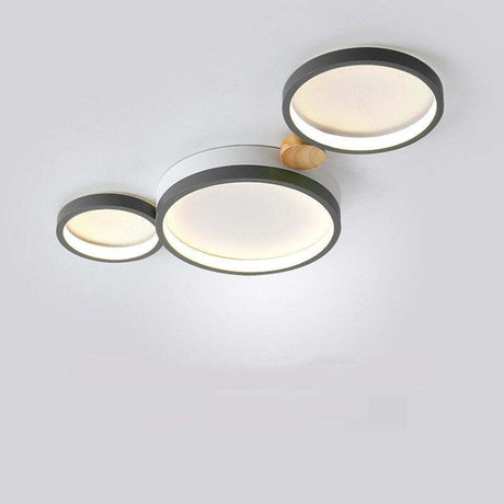 Modern LED Ceiling Light  Gray Metal Triple Ring Design - Product showcase