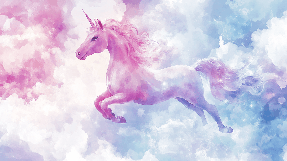 Unicorn Mural Wallpaper | Magical Pink and Purple Watercolor Design